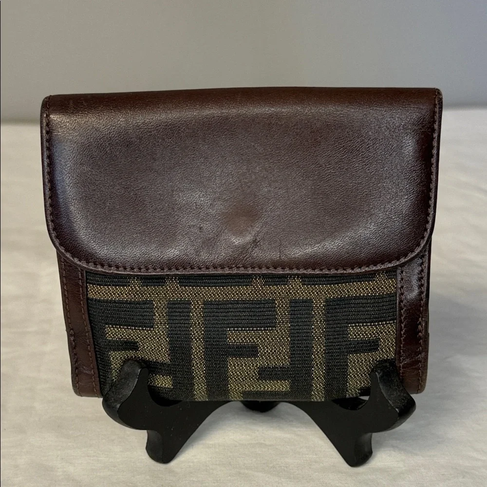 Vintage Fendi Leather & Zucca Canvas Wallet – Made in Italy – EUC